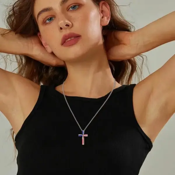 Wholesale Vintage Style Classic Style Cross American Flag Alloy Zinc Alloy Chain-free Pendant Necklaces Wholesale