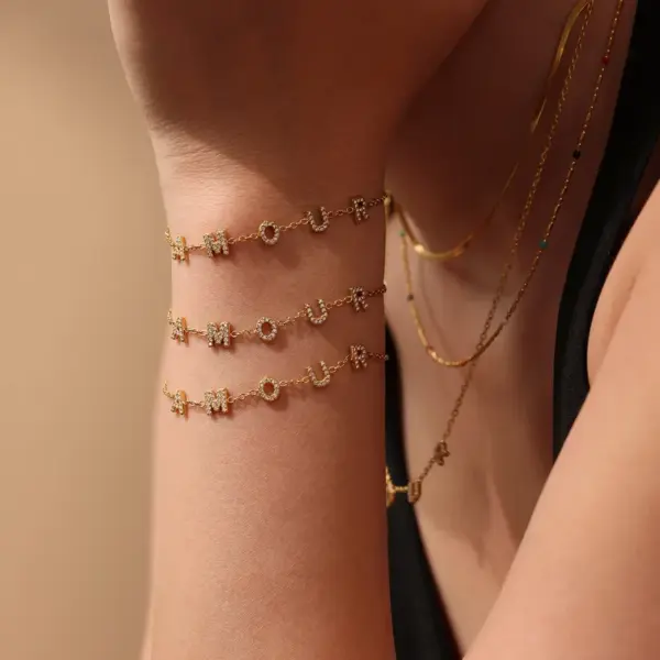 Wholesale PVD Coated Real Gold Plated 18K Gold Geometry 304 Stainless Steel Imitation Diamond Elegant Luxurious Shiny Waterproof Non Tarnish Bracelets Necklace Jewelry Set