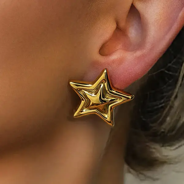 Wholesale 1 Pair Classic Style Commute Pentagram Mixed Metal Plating 304 Stainless Steel 18K Gold Plated Ear Studs