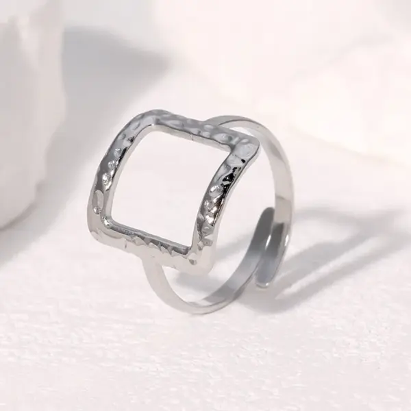 Wholesale PVD Coated Real Gold Plated 18K Gold Square 304 Stainless Steel Modern Style Simple Style Waterproof Non Tarnish Open Rings