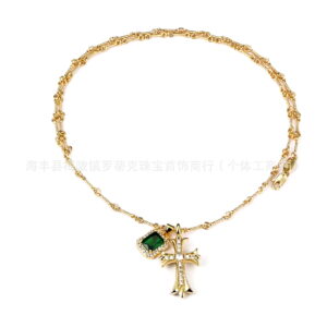 Golden green stone cross