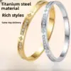 Wholesale Waterproof Non Tarnish Titanium Steel Shell Bangle For Women In Steel Color With Real Gold Plated And Zircon Inlay