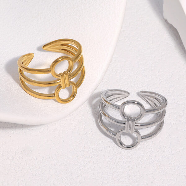 Wholesale Non-fading titanium steel ring, adjustable geometric pattern stainless steel ring