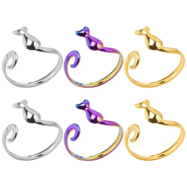 Wholesale PVD Coated Real Gold Plated 18K Gold Geometric 304 Stainless Steel Simple Style Waterproof Non Tarnish Open Rings
