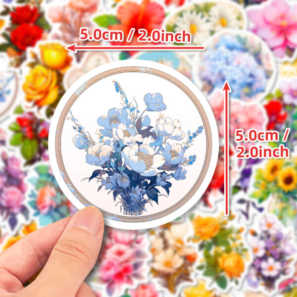 Wholesale Big Sale of 50 Retro Florals Graffiti Stickers Plant Flowers Cartoon Creative Handbook Stickers Export Best-Selling