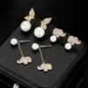 Wholesale Elephant Stud Earrings With Tassel Craft, Electroplated Copper And Zircon Inlay, Featuring 925 Sterling Silver Ear Pins