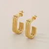 Wholesale PVD Coated 18K Gold Plated C Shape U Shape Geometric 304 Stainless Steel Simple Style Waterproof Non Tarnish Ear Studs