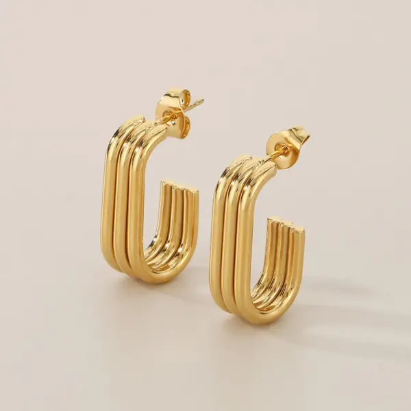 Wholesale PVD Coated 18K Gold Plated C Shape U Shape Geometric 304 Stainless Steel Simple Style Waterproof Non Tarnish Ear Studs