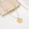 Wholesale PVD Coated Real Gold Plated Sector Oval Stainless Steel Casual Hip-Hop Waterproof Non Tarnish Double Layer Necklaces