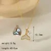 Wholesale 304 Stainless Steel Copper 18K Gold Plated Beach Simple Style Inlay Starfish Shell Fish Tail Artificial Pearls Zircon Pendant Necklace