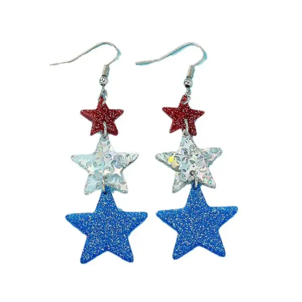 Wholesale Heart Shape Earrings For Independence Day Featuring Durable Alloy Material