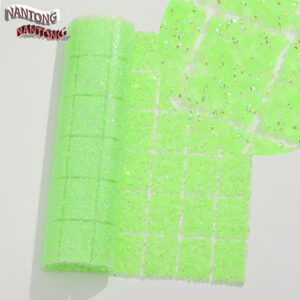 11 fluorescent green / Flat bottom round hot diamond hot melt square adhesive sticker [full piece 24*40cm small square 3*4cm]