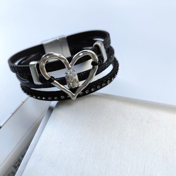 oly-a9a391c66061a5d77d08e240a2386334 Wholesale Fashion Hollow Love Leather Bracelet Diamond Magnetic Buckle Retro Multi-layer Bracelet