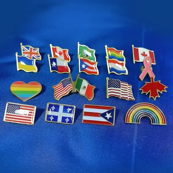 Wholesale Alloy Enamel Map Pin Featuring Flag Brooches Design