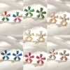 Wholesale Sweet Ins Style Copper Water Plated 18K Real Gold Micro Inlaid Zircon Acrylic Imitation Pearl Flower Stud Earrings