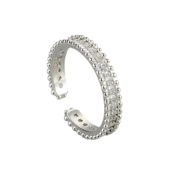 Wholesale New Full Diamond Design Open Ring Women's Style Light Luxury Elegant High-end Niche Fashion All-match Ring For Women