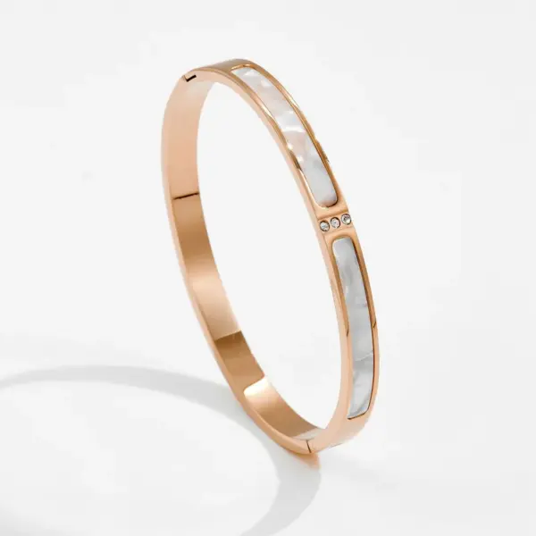 Wholesale Real Gold Plated Geometric 304 Stainless Steel Glam Romantic Waterproof Non Tarnish 304 Stainless Steel Bangle