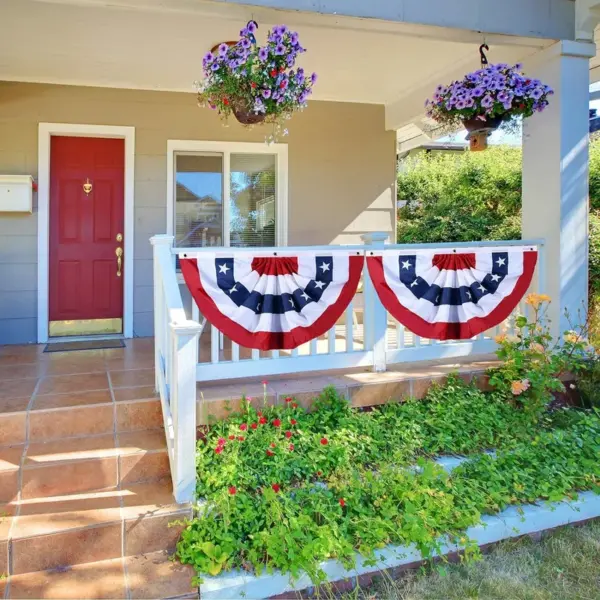 oly-a9b581d9a6b8450cc2d0d4df1b849a71 Wholesale 4th Of July Independence Day Decorations Foldable Semi-Circular Flag Outdoor Courtyard Arrangement Fan-Shaped Polyester Simple