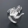 oly-a9bc5c1424c942b1c76dc39eaa6434cf Wholesale Retro Titanium Steel Monster Ring Unique Creative Horned Dominant Finger Ring For Men Cartoon Pattern Polished Skull Head