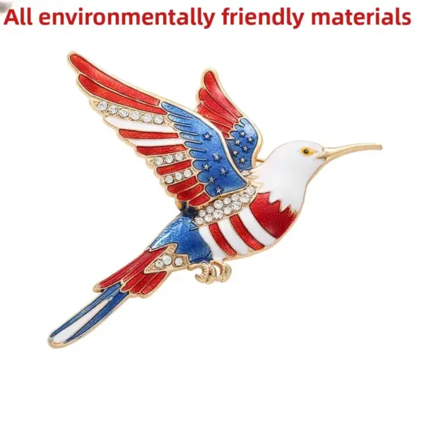 Wholesale Hummingbird Pin In Zinc Alloy With Rhinestones Featuring Diamond Craft, Perfect For Independence Day