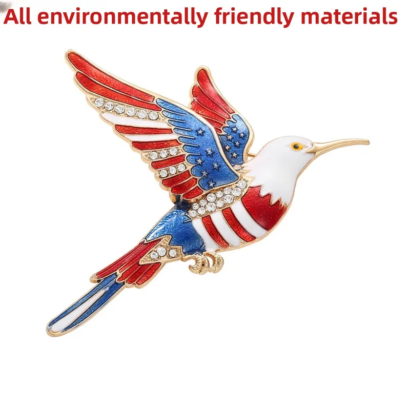 Wholesale Hummingbird Pin In Zinc Alloy With Rhinestones Featuring Diamond Craft, Perfect For Independence Day