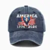 Wholesale Vintage Style American Flag Baseball Cap With Curved Brim, Cotton Material And Embroidery, Perfect For Independence Day