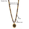Wholesale Natural Tiger's Eye Necklace Niche Advanced Sense Maillard Style Necklace Geometric Retro Titanium Steel Clavicle Necklace