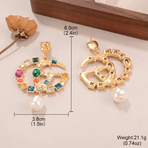 Wholesale Hypoallergenic Letter Drop Earrings For Women In Copper With KC Golden Plated UV Plating And Rhinestone Inlay