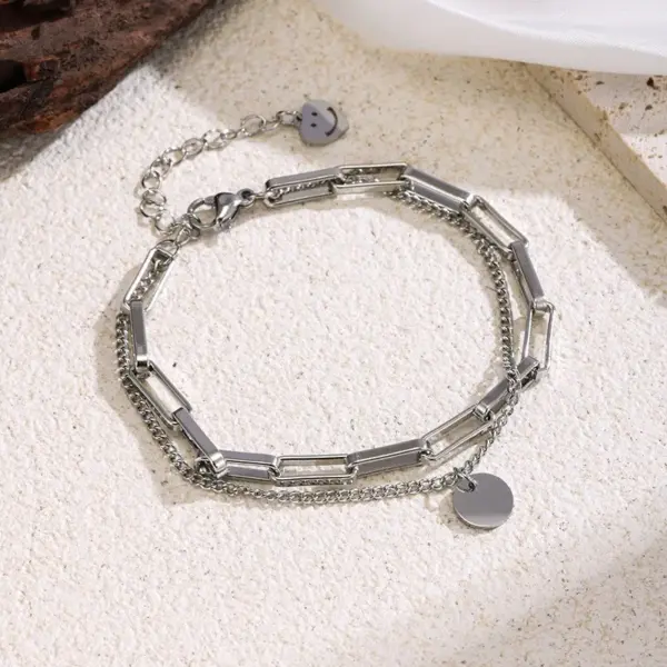 Wholesale Three-dimensional Heart Shape Bracelet For Women With 304 Stainless Steel O-Link Chain