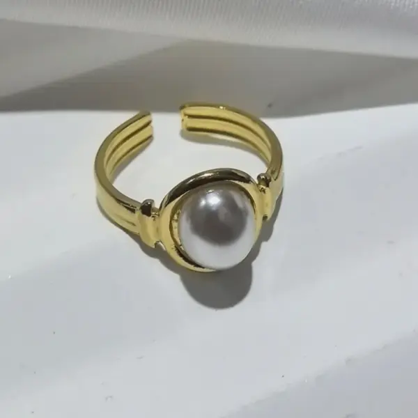 Wholesale Oval Open Ring For Women, Waterproof Non Tarnish 304 Stainless Steel With 18K Real Gold PVD Coating