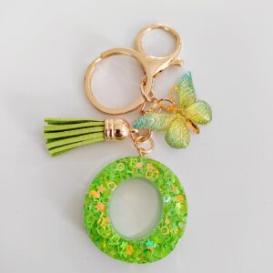 Green letter key chain pendant-O