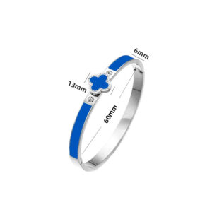 18k four-leaf clover bracelet-steel blue