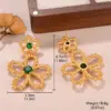 Wholesale Hypoallergenic Flowers Drop Earrings For Women In KC Golden Plated Copper With Rhinestones And UV Plating