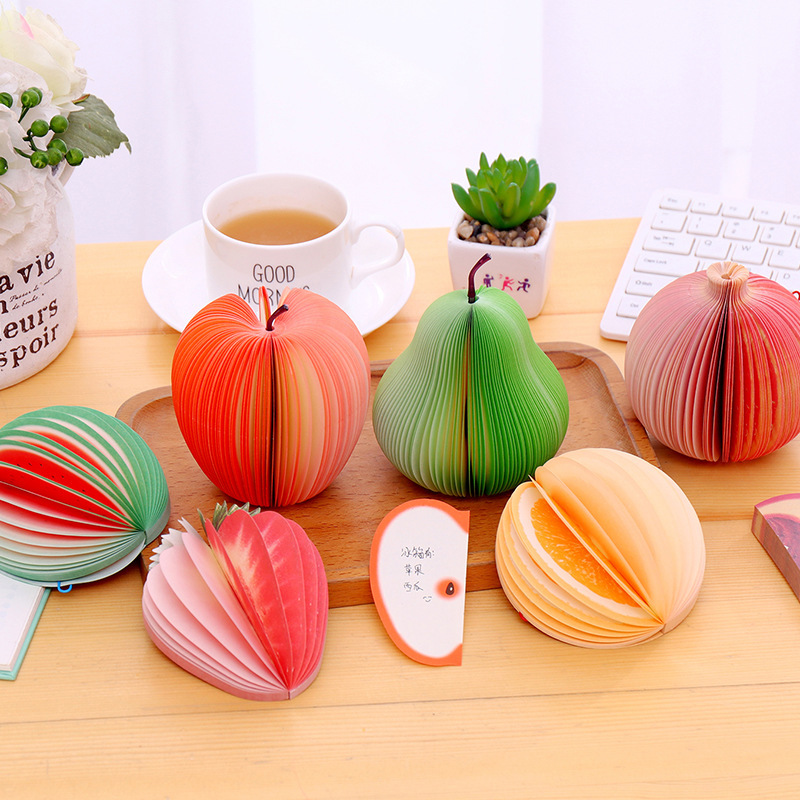 Wholesale Creative fruit shape note book three-dimensional Apple Note Book can tear Net red small fresh student stickers small notebook
