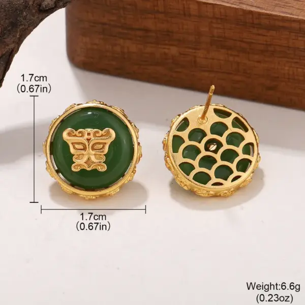 Wholesale Geometric Hypoallergenic Stud Earrings For Women In Copper With KC Golden UV Plated Finish And Acrylic Inlay