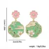 Wholesale Painted Flower Multicolor Stud Earrings In Copper Alloy With 18K Real Gold Plated Finish, Unisex Design