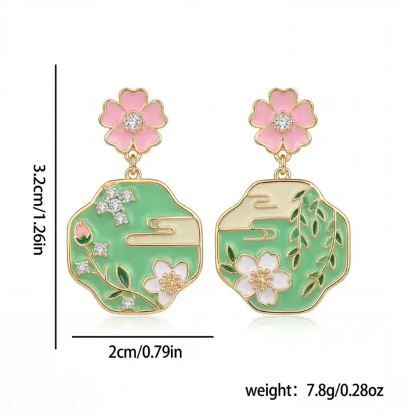 Wholesale Painted Flower Multicolor Stud Earrings In Copper Alloy With 18K Real Gold Plated Finish, Unisex Design