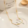 Wholesale PVD Coated Real Gold Plated 18K Gold Solid Color 304 Stainless Steel IG Style Simple Style Waterproof Non Tarnish 304 Stainless Steel Necklace