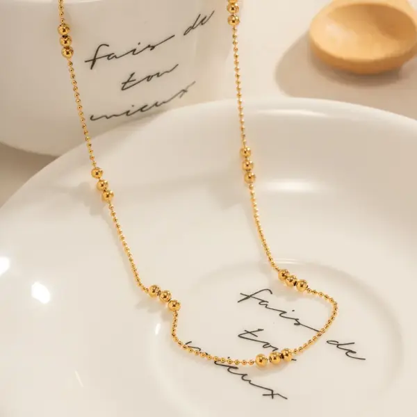 Wholesale PVD Coated Real Gold Plated 18K Gold Solid Color 304 Stainless Steel IG Style Simple Style Waterproof Non Tarnish 304 Stainless Steel Necklace