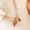 Wholesale 304 Stainless Steel SUNFLOWER (Jz001) Pearl PVD Coated Artificial Pearls Natural Stone Real Gold Plated Elegant Retro French Style Waterproof Non Tarnish Beaded Surgical Steel Snake Chain Lobster Trigger Clasp Closure Multicolor Gold Pendant Necklace