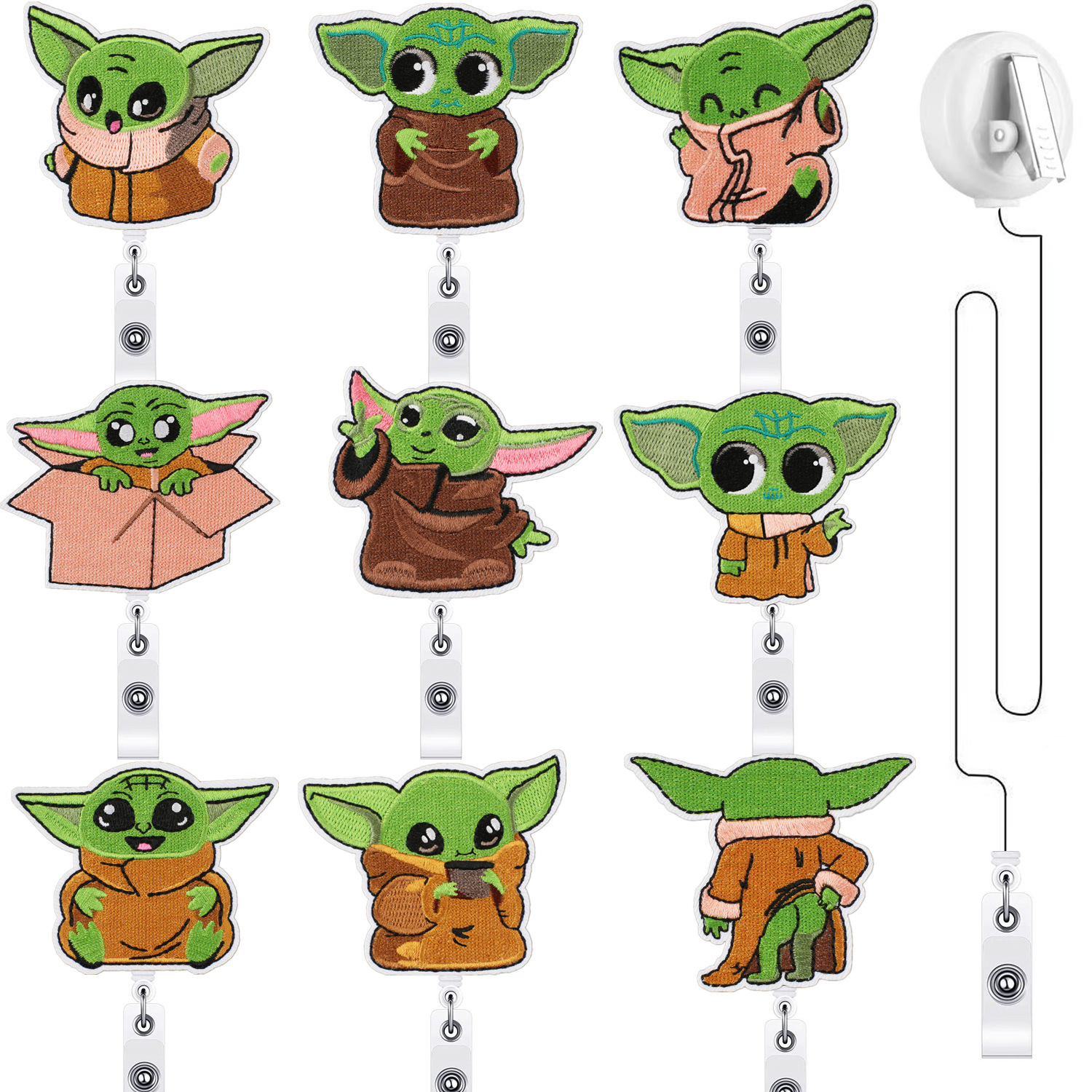 Wholesale Howling day alien baby easy pull-up button embroidery cloth paste 360 degree rotation alligator clip embroidery patch Amazon
