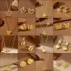 Wholesale Luxurious Stainless Steel Jewelry Set For Women Heart-shaped Water Drop Bell Earrings Necklace Collarbone Chain Fashion Irregular Design Handmade Light Luxury Style