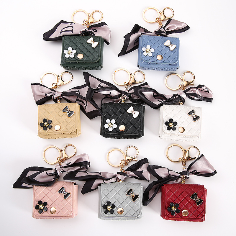Wholesale Cross-border Reduced Silk Scarf Bluetooth Headset Bag Leather Chanel Coin Purse Mini Keychain Small Bag Pendant