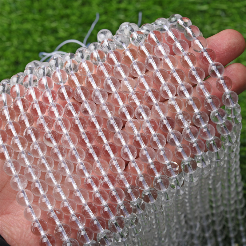 Wholesale Factory direct supply natural Clear Quarz white crystal loose beads DIY jewelry accessories bracelet beaded semi-finished products