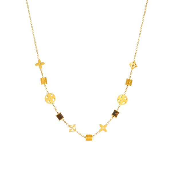 Wholesale Titanium steel 18k real gold electroplated bracelet, colorfast four-leaf clover necklace