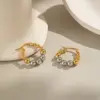 Wholesale PVD Coated Real Gold Plated 18K Gold Circle 304 Stainless Steel Elegant Lady Waterproof Non Tarnish Earrings