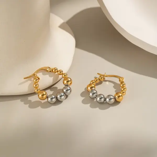 Wholesale PVD Coated Real Gold Plated 18K Gold Circle 304 Stainless Steel Elegant Lady Waterproof Non Tarnish Earrings