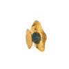 Wholesale Foldable Design Ring Natural Turquoise Inlaid Geometric Flower Edge Round Ring For Women Asymmetric Vacuum Plating
