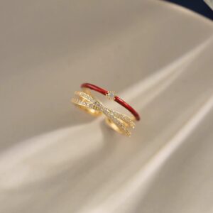 Interlaced zircon ring / Adjustable opening
