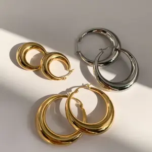 Wholesale 1 Pair Vintage Style Geometric Solid Color Plating Copper Hoop Earrings